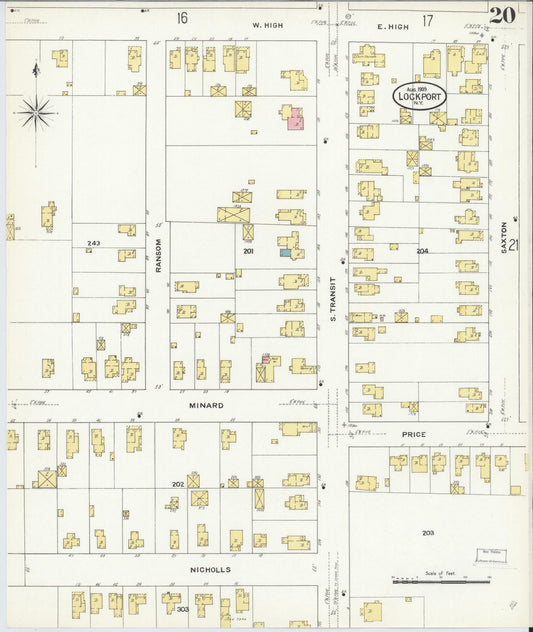 Sanborn Fire Insurance Map from Lockport, Niagara County, New York (1909), Sheet #0020 - Historic Sanborn Fire Insurance Map Print, vintage old map wall art, antique decor, genealogy gift, New York New York map
