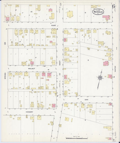 Sanborn Fire Insurance Map from Waterloo, Monroe County, Illinois (1913), Sheet #0006 - Historic Sanborn Fire Insurance Map Print, vintage old map wall art, antique decor, genealogy gift, Illinois Illinois map