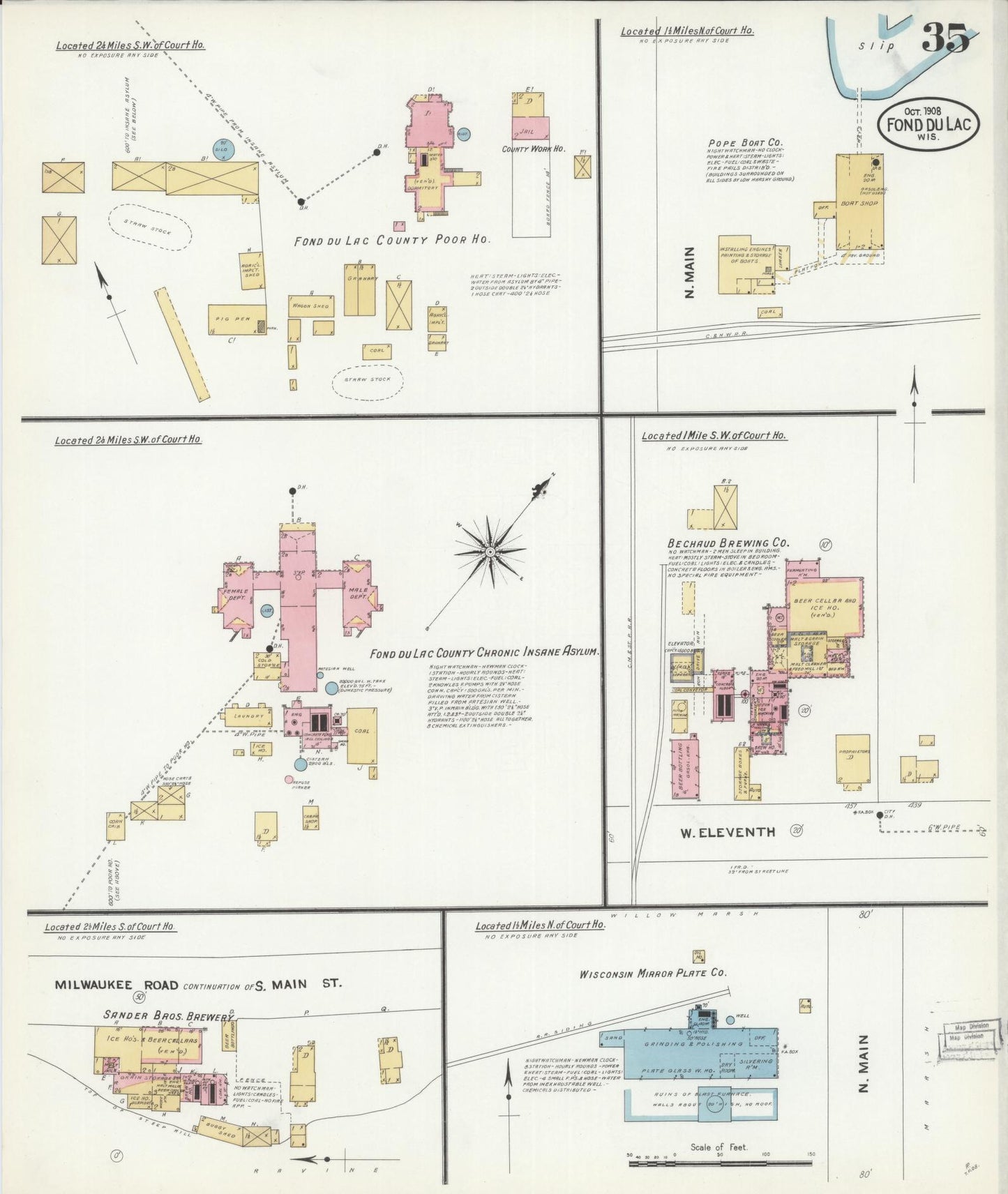 Sanborn Fire Insurance Map from Fond du Lac, Fond du Lac County, Wisconsin (1908), Sheet #0035 - Complete Map Set gallery image, historic Sanborn map, vintage wall art, Wisconsin Wisconsin