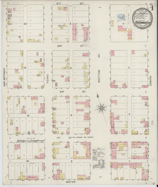 Sanborn Fire Insurance Map from Rio Grande City, Starr County, Texas (1894), Sheet #0001 - Complete Map Set gallery image, historic Sanborn map, vintage wall art, Texas Texas