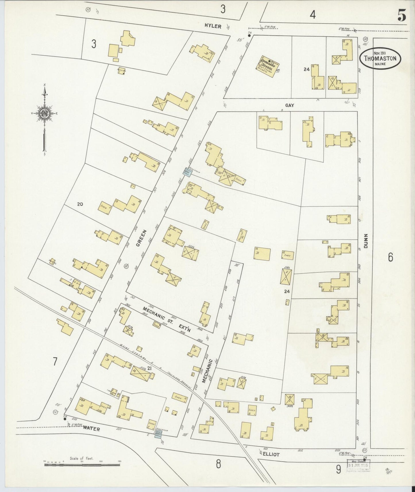 Sanborn Fire Insurance Map from Thomaston, Knox County, Maine (1911), Sheet #0005 - Complete Map Set gallery image, historic Sanborn map, vintage wall art, Maine Maine