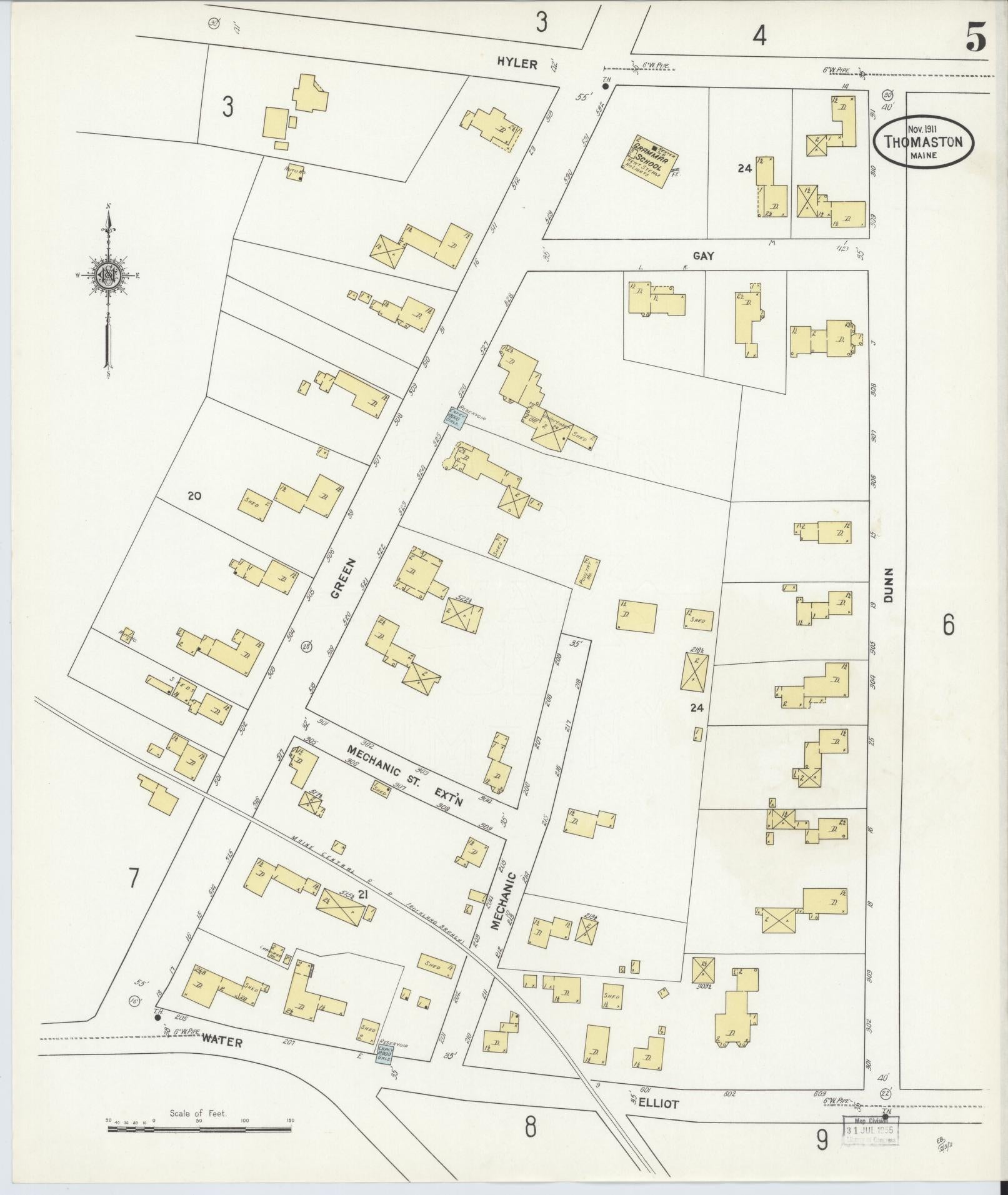 Sanborn Fire Insurance Map from Thomaston, Knox County, Maine (1911), Sheet #0005 - Complete Map Set gallery image, historic Sanborn map, vintage wall art, Maine Maine