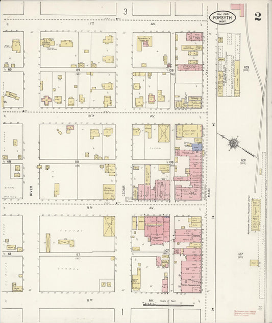 Sanborn Fire Insurance Map from Forsyth, Rosebud County, Montana (1910), Sheet #0002 - Historic Sanborn Fire Insurance Map Print, vintage old map wall art, antique decor, genealogy gift, Montana Montana map