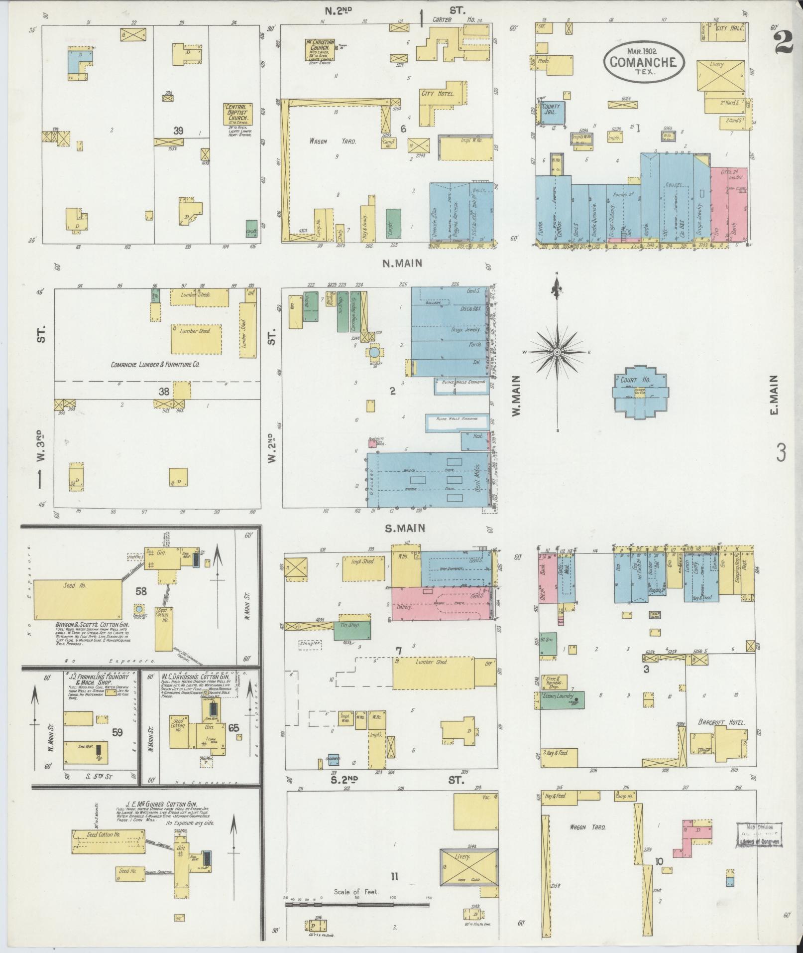 Sanborn Fire Insurance Map from Comanche, Comanche County, Texas (1902), Sheet #0002 - Historic Sanborn Fire Insurance Map Print, vintage old map wall art, antique decor, genealogy gift, Texas Texas map