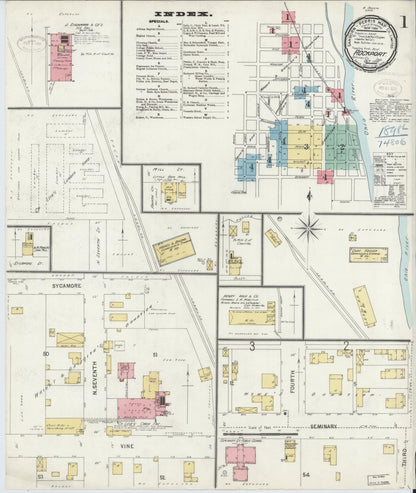 Sanborn Fire Insurance Map from Rockport, Spencer County, Indiana (1898), Sheet #0001 - Complete Map Set gallery image, historic Sanborn map, vintage wall art, Indiana Indiana