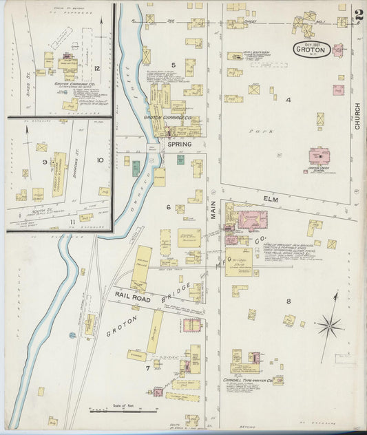Sanborn Fire Insurance Map from Groton, Tomkins County, New York (1887), Sheet #0002 - Historic Sanborn Fire Insurance Map Print, vintage old map wall art, antique decor, genealogy gift, New York New York map