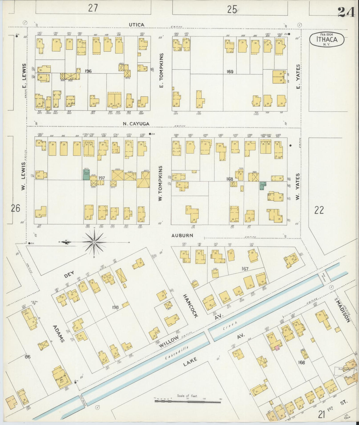 Sanborn Fire Insurance Map from Ithaca, Tompkins County, New York (1904), Sheet #0024 - Complete Map Set gallery image, historic Sanborn map, vintage wall art, New York New York
