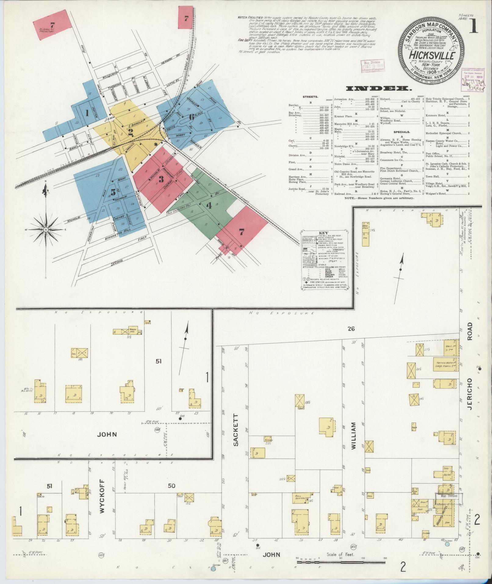 Sanborn Fire Insurance Map from Hicksville, Nassau County, New York. (1908) – Historic Sanborn Fire Insurance Map Print