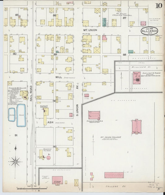 Sanborn Fire Insurance Map from Alliance, Stark County, Ohio (1892), Sheet #0010 - Historic Sanborn Fire Insurance Map Print, vintage old map wall art, antique decor, genealogy gift, Ohio Ohio map