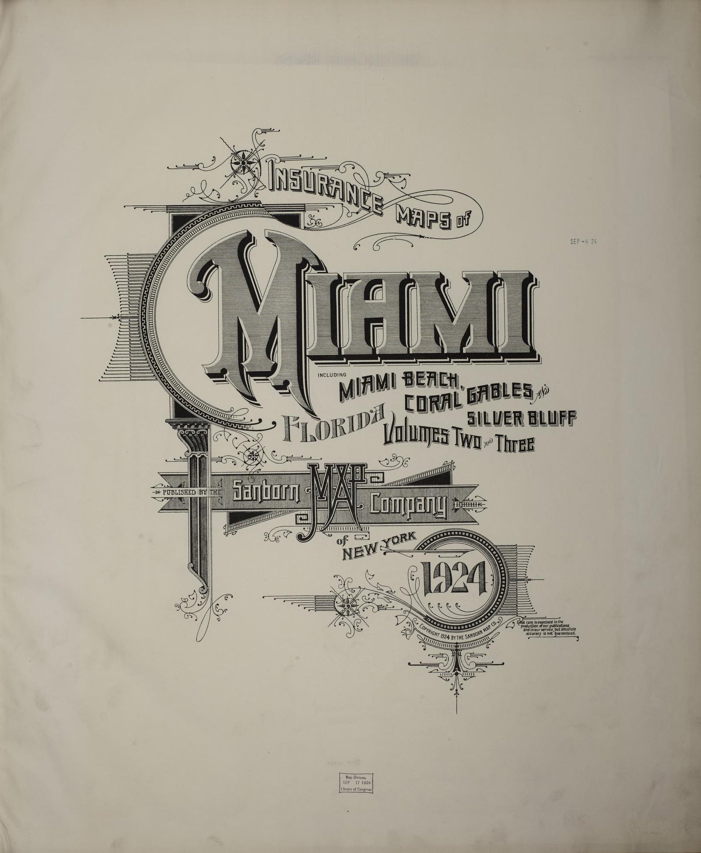 Sanborn Fire Insurance Map from Miami, Dade County, Florida (1924), Sheet #0001 - Complete Map Set gallery image, historic Sanborn map, vintage wall art, Florida Florida
