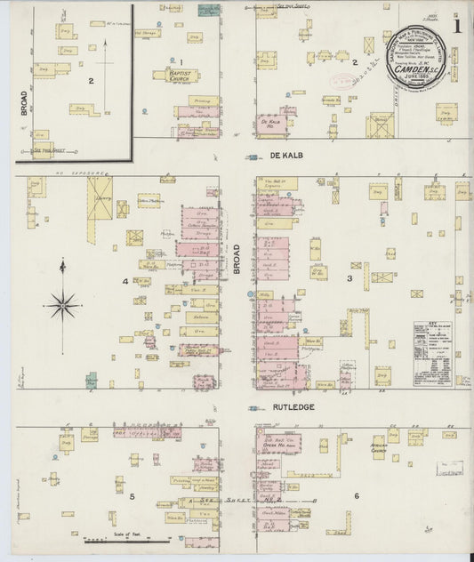 Sanborn Fire Insurance Map from Camden, Kershaw County, South Carolina. (1889) – Historic Sanborn Fire Insurance Map Print