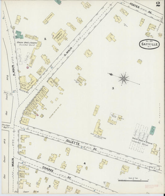 Sanborn Fire Insurance Map from Sayville, Suffolk County, New York (1890), Sheet #0002 - Historic Sanborn Fire Insurance Map Print, vintage old map wall art, antique decor, genealogy gift, New York New York map