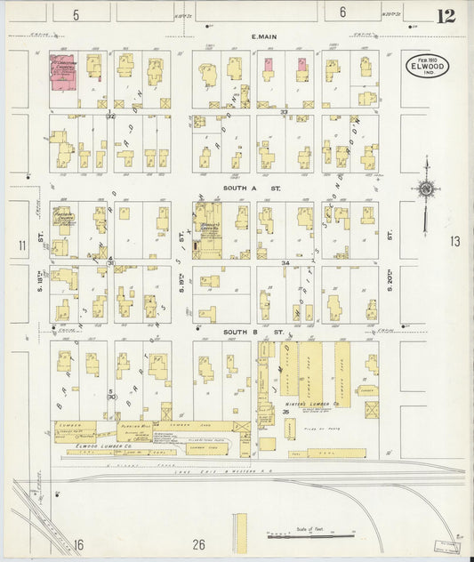 Sanborn Fire Insurance Map from Elwood, Madison County, Indiana (1910), Sheet #0012 - Historic Sanborn Fire Insurance Map Print, vintage old map wall art, antique decor, genealogy gift, Indiana Indiana map