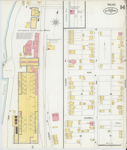 Sanborn Fire Insurance Map from Kittanning, Armstrong County, Pennsylvania (1903), Sheet #0014 - Historic Sanborn Fire Insurance Map Print, vintage old map wall art, antique decor, genealogy gift, Pennsylvania Pennsylvania map