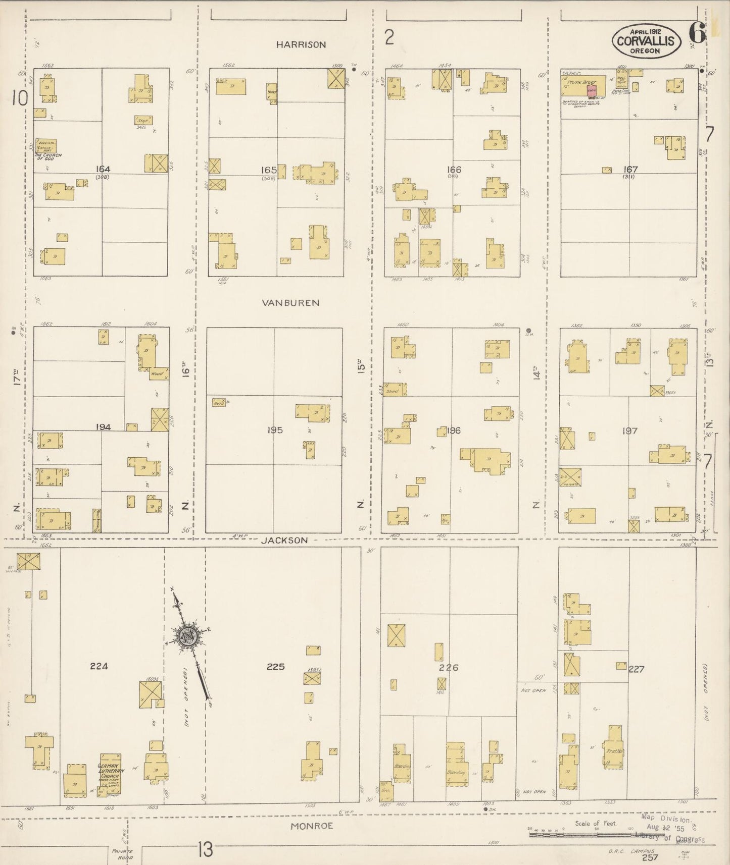 Sanborn Fire Insurance Map from Corvallis, Benton County, Oregon (1912), Sheet #0006 - Complete Map Set gallery image, historic Sanborn map, vintage wall art, Oregon Oregon
