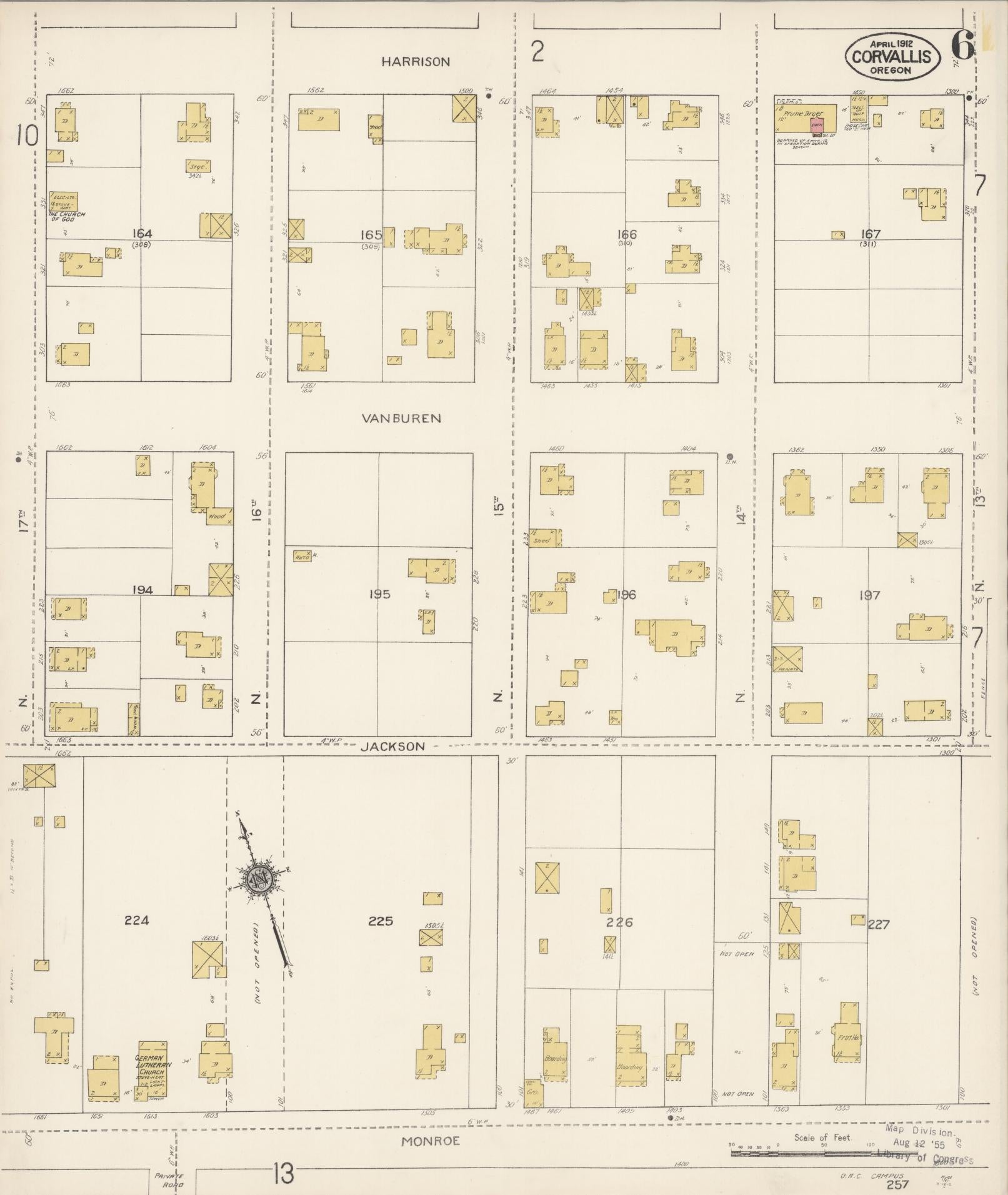 Sanborn Fire Insurance Map from Corvallis, Benton County, Oregon (1912), Sheet #0006 - Complete Map Set gallery image, historic Sanborn map, vintage wall art, Oregon Oregon
