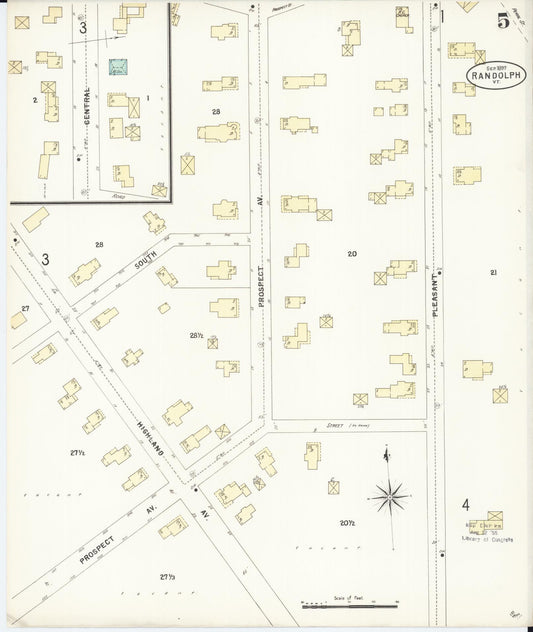 Sanborn Fire Insurance Map from Randolph, Orange County, Vermont (1897), Sheet #0005 - Historic Sanborn Fire Insurance Map Print, vintage old map wall art, antique decor, genealogy gift, Vermont Vermont map