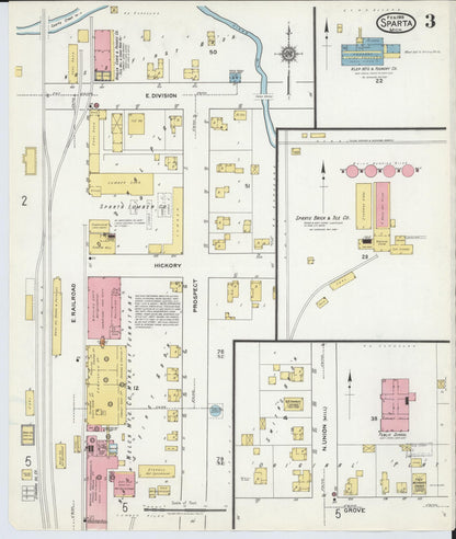 Sanborn Fire Insurance Map from Sparta, Kent County, Michigan (1918), Sheet #0003 - Complete Map Set gallery image, historic Sanborn map, vintage wall art, Michigan Michigan
