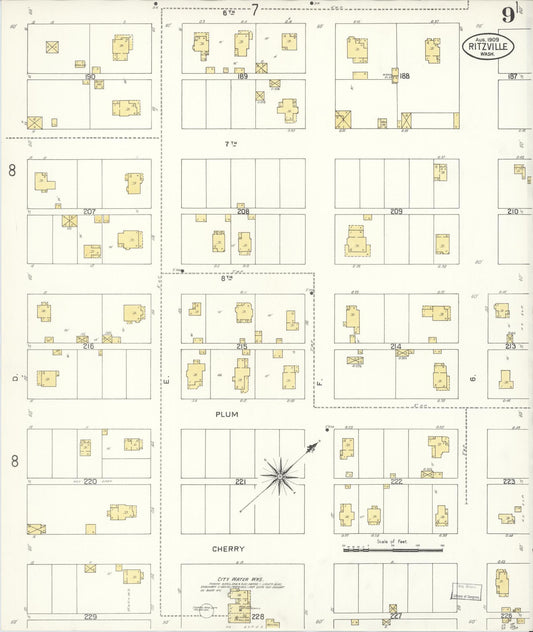 Sanborn Fire Insurance Map from Ritzville, Adams County, Washington (1909), Sheet #0009 - Historic Sanborn Fire Insurance Map Print, vintage old map wall art, antique decor, genealogy gift, Washington Washington map
