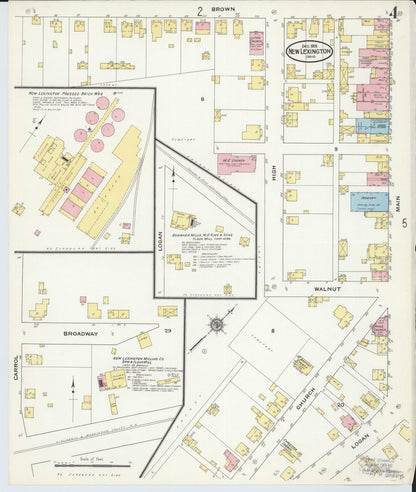 Sanborn Fire Insurance Map from New Lexington, Perry County, Ohio (1909), Sheet #0004 - Historic Sanborn Fire Insurance Map Print, vintage old map wall art, antique decor, genealogy gift, Ohio Ohio map