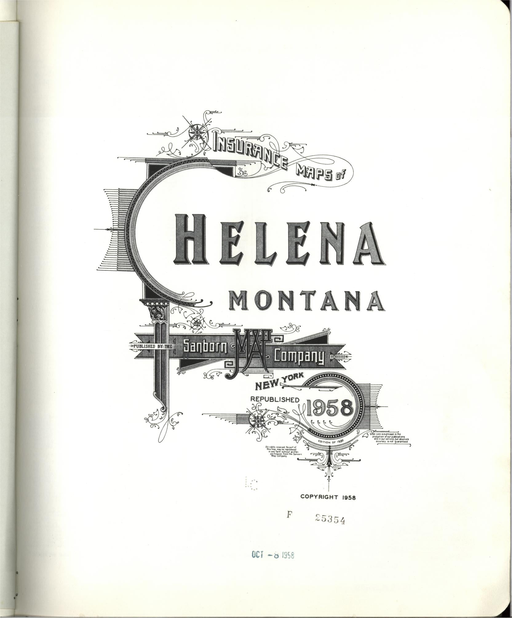 Sanborn Fire Insurance Map from Helena, Lewis and Clark County, Montana (1958), Sheet #0001 - Historic Sanborn Fire Insurance Map Print, vintage old map wall art, antique decor, genealogy gift, Montana Montana map
