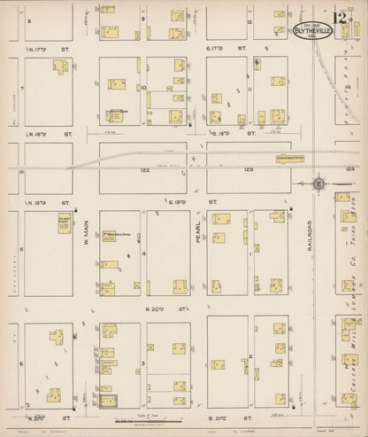 Sanborn Fire Insurance Map from Blytheville, Mississippi County, Arkansas (1921), Sheet #0012 - Complete Map Set gallery image, historic Sanborn map, vintage wall art, Blytheville Mississippi