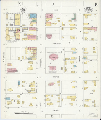 Sanborn Fire Insurance Map from Saint Peter, Nicollet County, Minnesota (1908), Sheet #0008 - Complete Map Set gallery image, historic Sanborn map, vintage wall art, Minnesota Minnesota