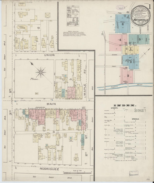 Sanborn Fire Insurance Map from Watsonville, Santa Cruz County, California (1886), Sheet #0001 - Complete Map Set gallery image, historic Sanborn map, vintage wall art, California California