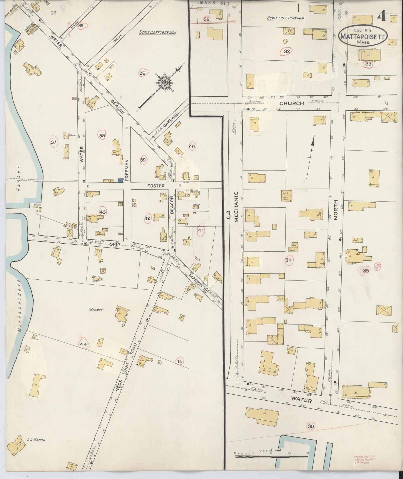 Sanborn Fire Insurance Map from Mattapoisett, Plymouth County, Massachusetts (1931), Sheet #0004 - Complete Map Set gallery image, historic Sanborn map, vintage wall art, Massachusetts Massachusetts