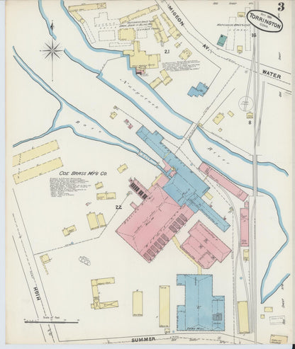 Sanborn Fire Insurance Map from Torrington, Litchfield County, Connecticut (1891), Sheet #0003 - Complete Map Set gallery image, historic Sanborn map, vintage wall art, Connecticut Connecticut
