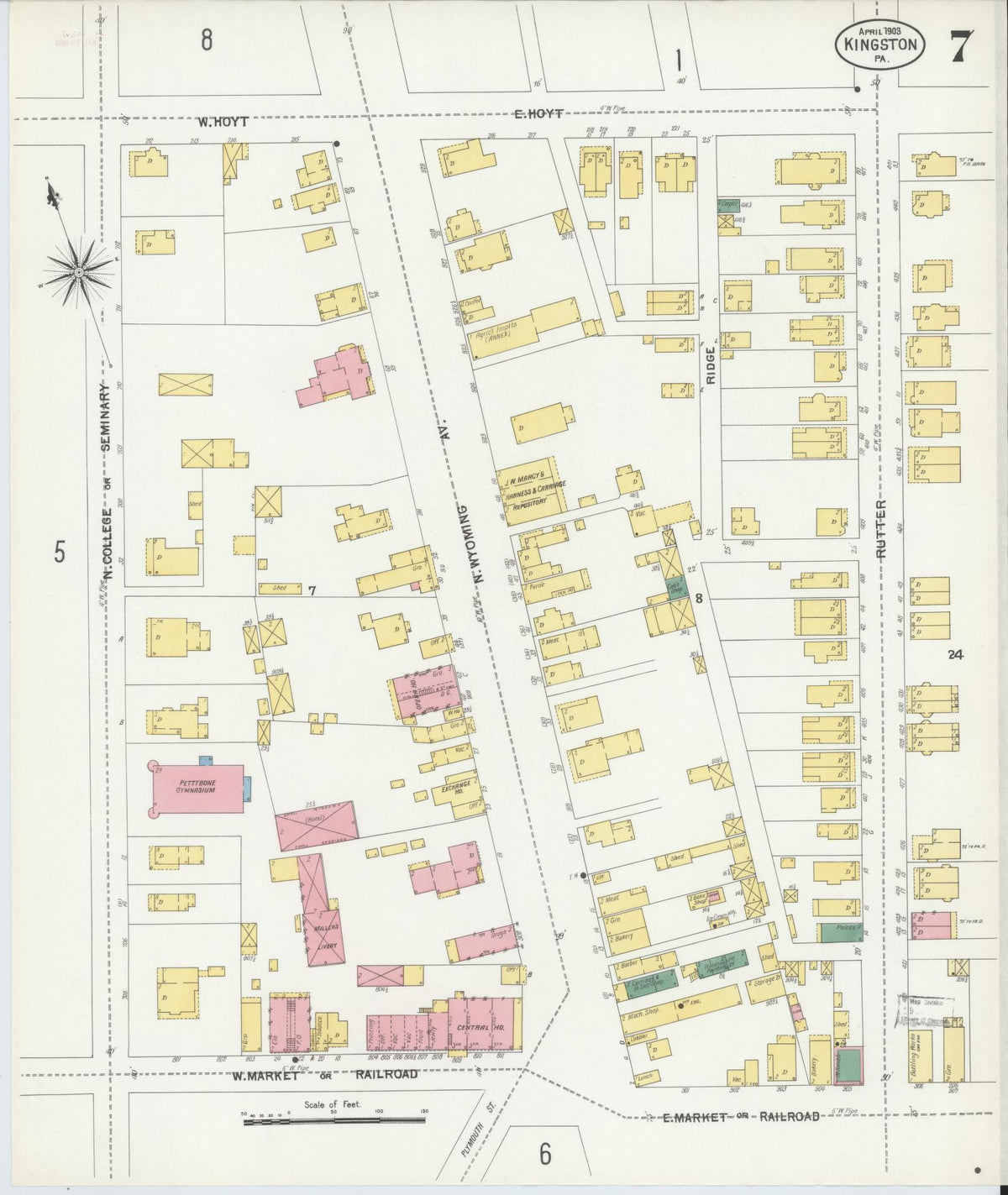 Sanborn Fire Insurance Map from Kingston, Luzerne County, Pennsylvania (1903), Sheet #0007 - Complete Map Set gallery image, historic Sanborn map, vintage wall art, Pennsylvania Pennsylvania