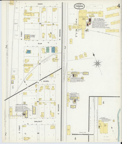 Sanborn Fire Insurance Map from Corning, Clay County, Arkansas (1908), Sheet #0004 - Complete Map Set gallery image, historic Sanborn map, vintage wall art, Arkansas Arkansas