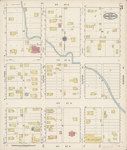 Sanborn Fire Insurance Map from Grand Rapids, Itasca County, Minnesota (1922), Sheet #0003 - Historic Sanborn Fire Insurance Map Print, vintage old map wall art, antique decor, genealogy gift, Minnesota Minnesota map