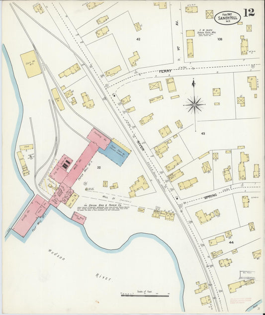 Sanborn Fire Insurance Map from Sandy Hill, Washington County, New York (1907), Sheet #0012 - Historic Sanborn Fire Insurance Map Print, vintage old map wall art, antique decor, genealogy gift, New York New York map