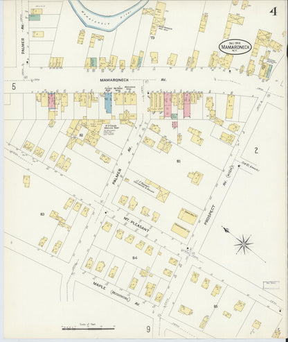 Sanborn Fire Insurance Map from Mamaroneck, Westchester County, New York (1908), Sheet #0004 - Historic Sanborn Fire Insurance Map Print, vintage old map wall art, antique decor, genealogy gift, New York New York map