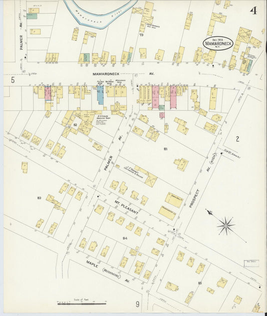 Sanborn Fire Insurance Map from Mamaroneck, Westchester County, New York (1908), Sheet #0004 - Historic Sanborn Fire Insurance Map Print, vintage old map wall art, antique decor, genealogy gift, New York New York map