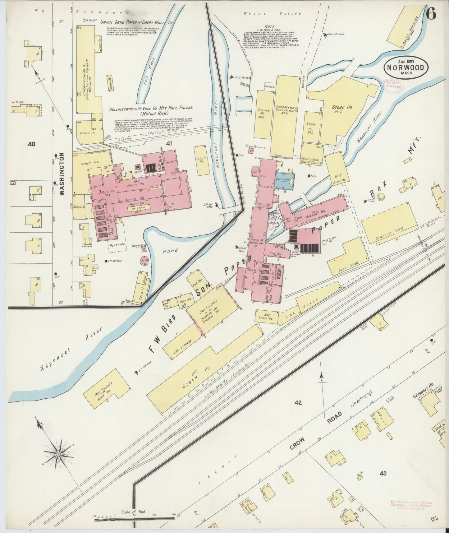 Sanborn Fire Insurance Map from Norwood, Norfolk County, Massachusetts (1897), Sheet #0006 - Complete Map Set gallery image, historic Sanborn map, vintage wall art, Massachusetts Massachusetts