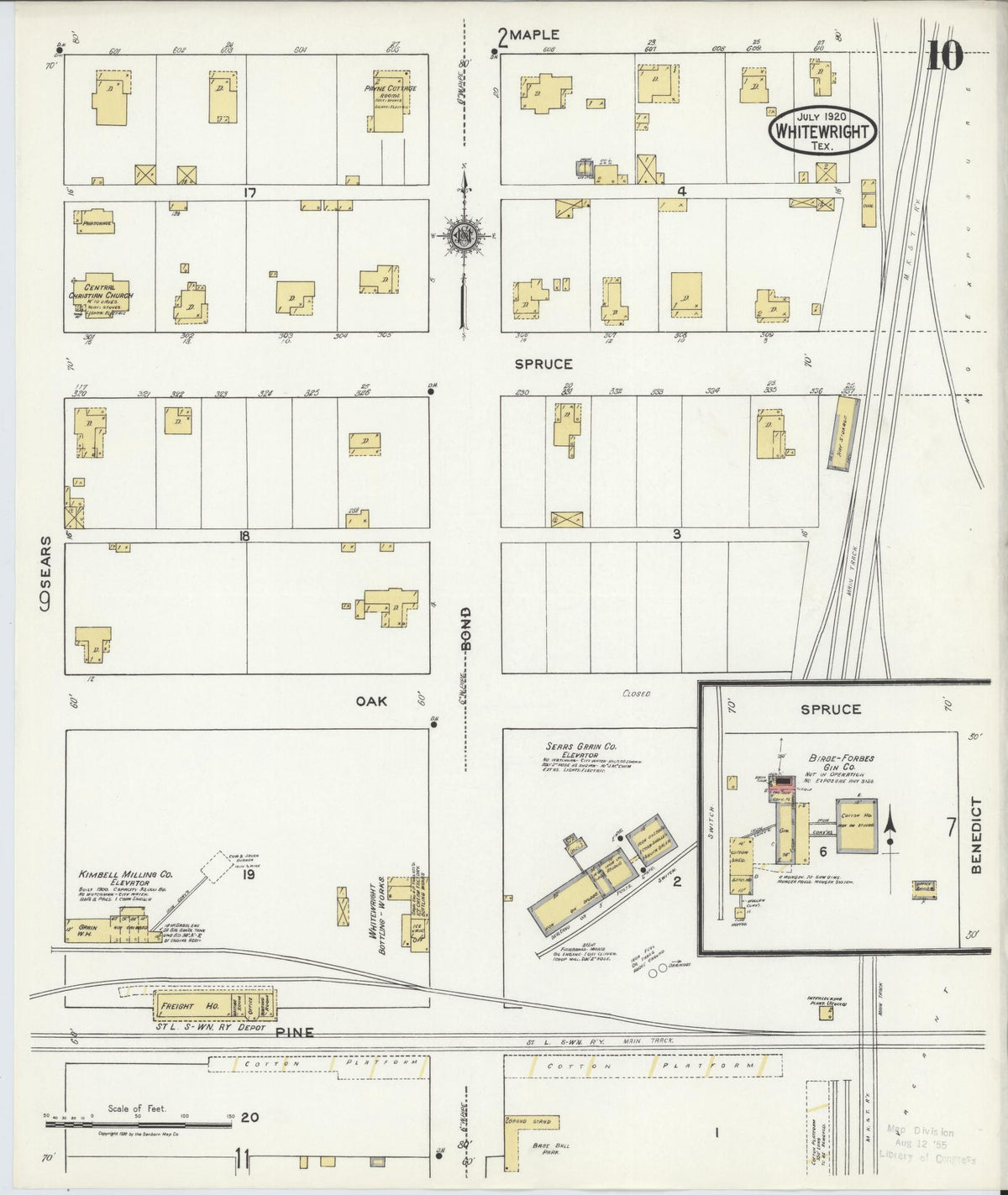 Sanborn Fire Insurance Map from Whitewright, Grayson County, Texas (1920), Sheet #0010 - Complete Map Set gallery image, historic Sanborn map, vintage wall art, Texas Texas