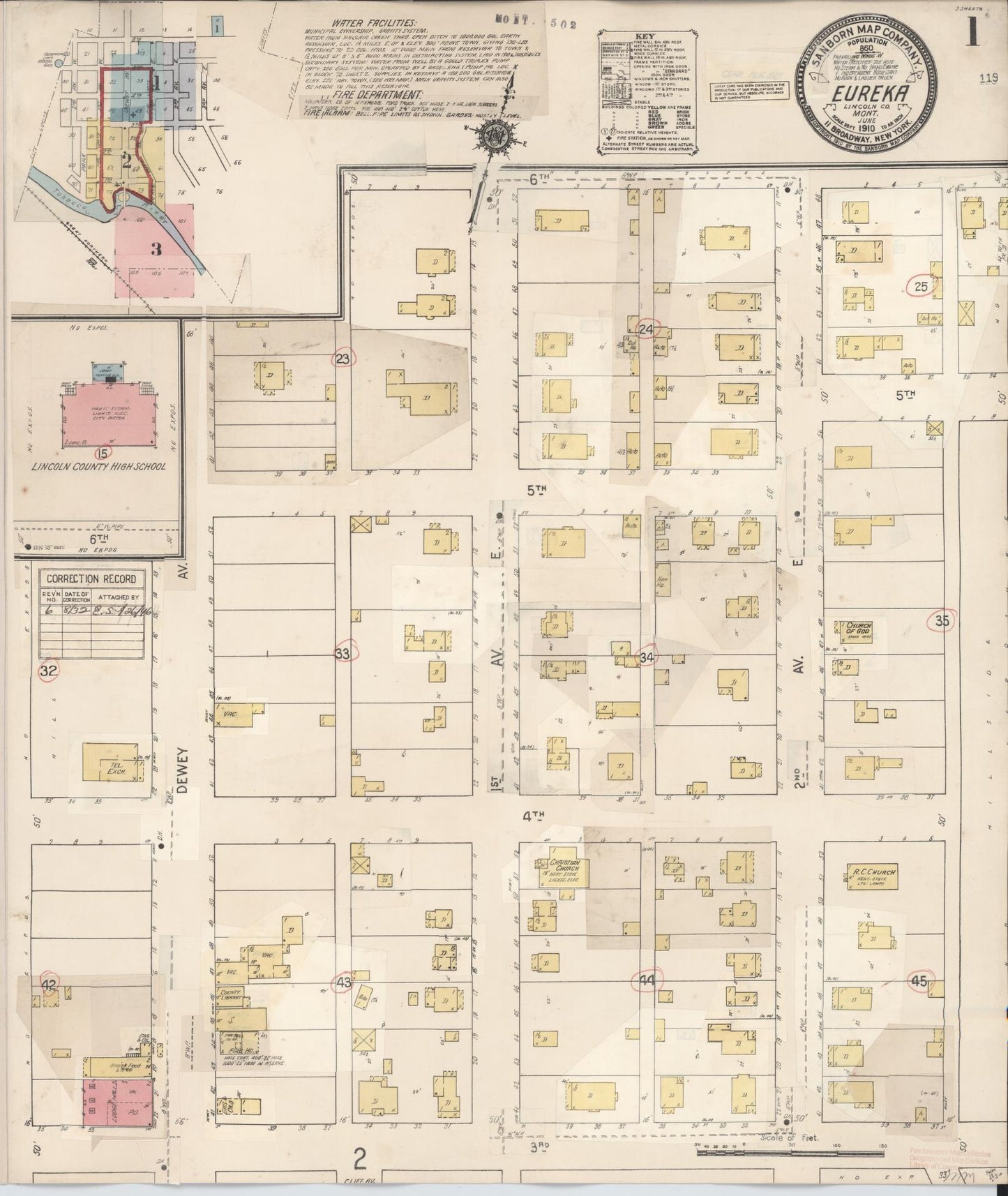 Sanborn Fire Insurance Map from Eureka, Lincoln County, Montana (1932), Sheet #0001 - Complete Map Set gallery image, historic Sanborn map, vintage wall art, Montana Montana