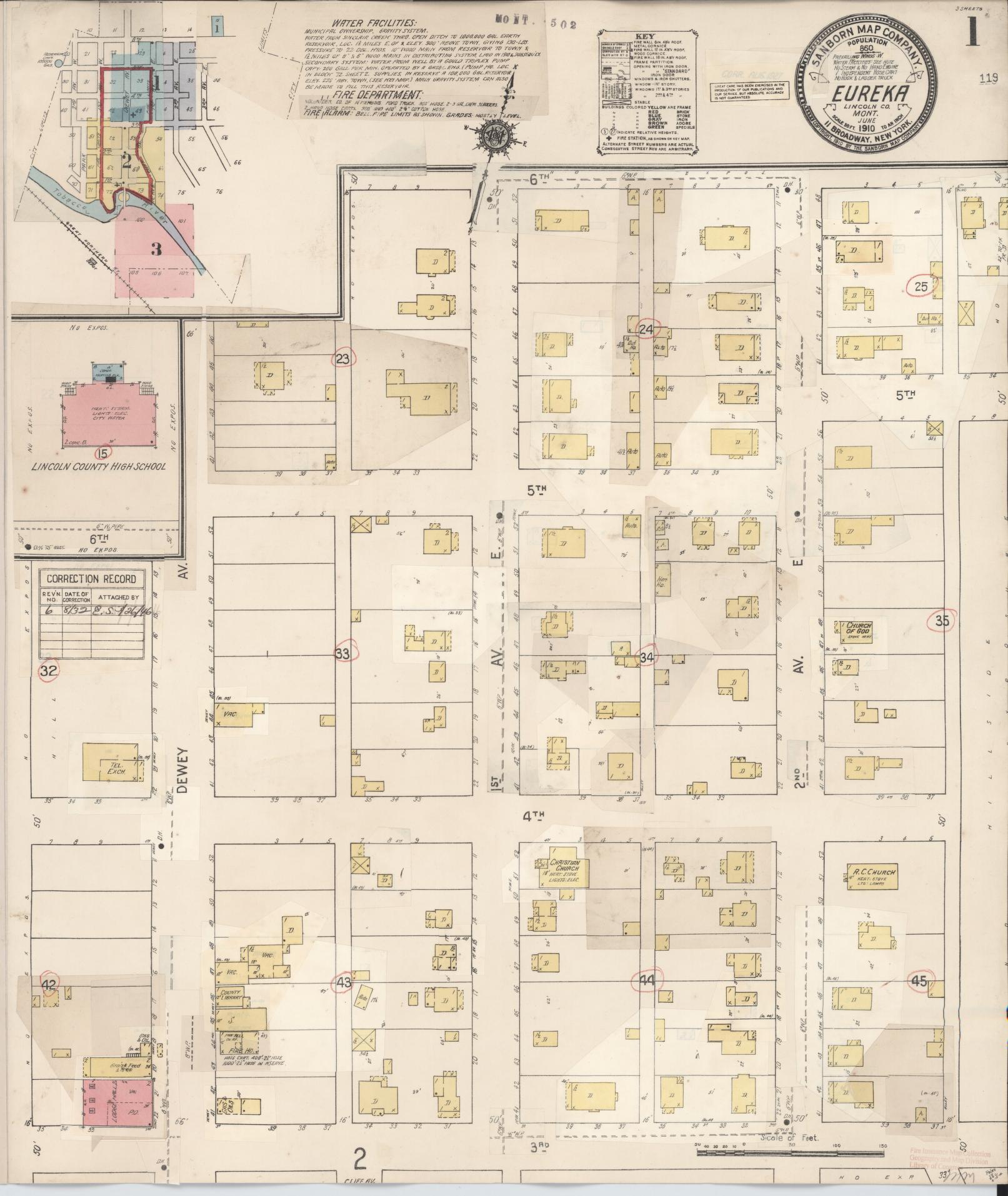 Sanborn Fire Insurance Map from Eureka, Lincoln County, Montana (1932), Sheet #0001 - Complete Map Set gallery image, historic Sanborn map, vintage wall art, Montana Montana
