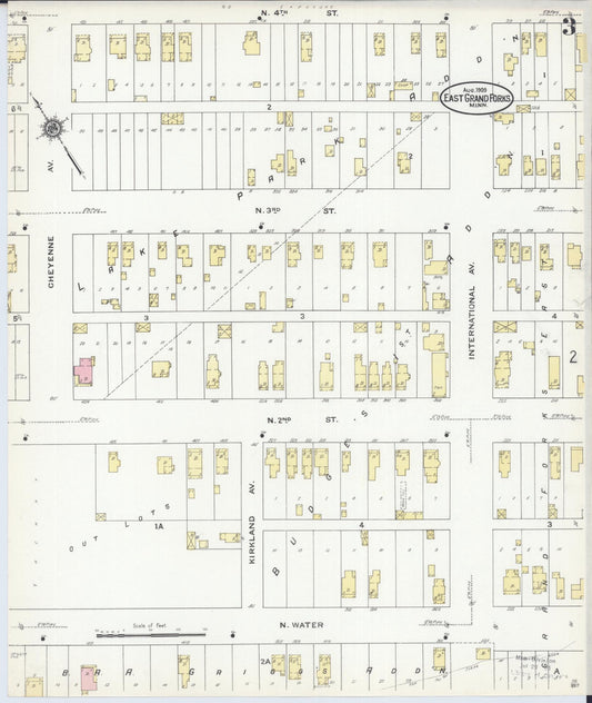 Sanborn Fire Insurance Map from East Grand Forks, Polk County, Minnesota (1909), Sheet #0003 - Historic Sanborn Fire Insurance Map Print, vintage old map wall art, antique decor, genealogy gift, Minnesota Minnesota map
