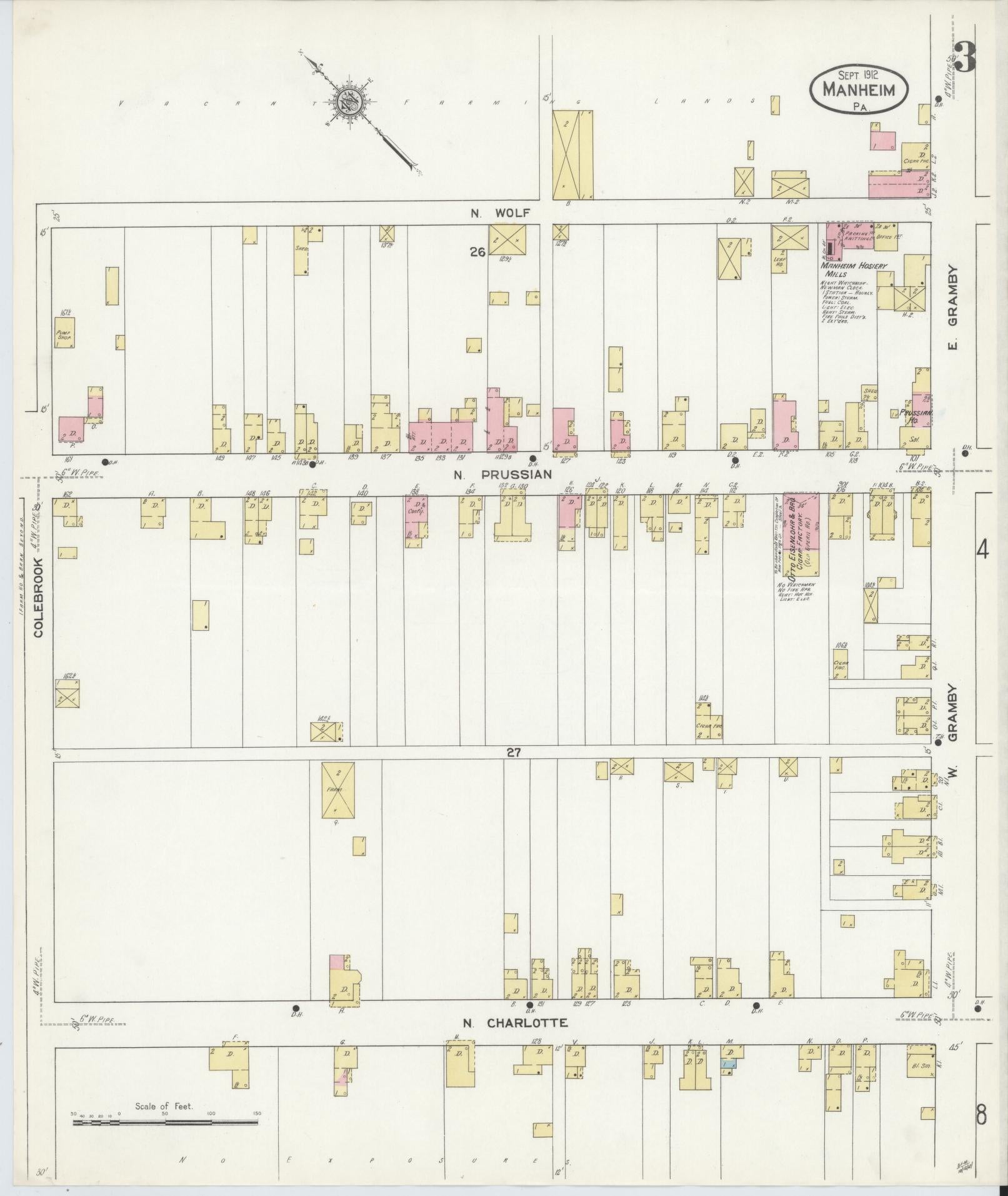 Sanborn Fire Insurance Map from Manheim, Lancaster County, Pennsylvania (1912), Sheet #0003 - Complete Map Set gallery image, historic Sanborn map, vintage wall art, Pennsylvania Pennsylvania