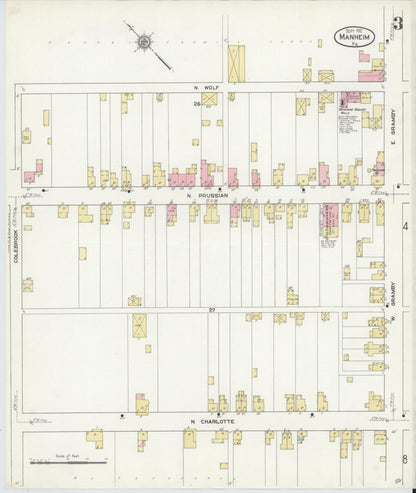 Sanborn Fire Insurance Map from Manheim, Lancaster County, Pennsylvania (1912), Sheet #0003 - Complete Map Set gallery image, historic Sanborn map, vintage wall art, Pennsylvania Pennsylvania