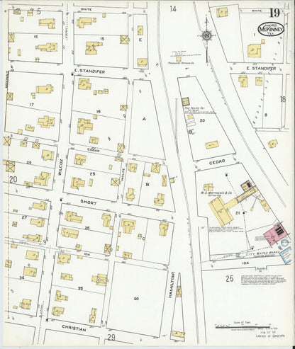 Sanborn Fire Insurance Map from McKinney, Collin County, Texas (1920), Sheet #0019 - Historic Sanborn Fire Insurance Map Print, vintage old map wall art, antique decor, genealogy gift, Texas Texas map