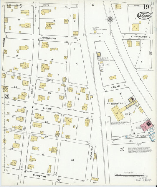 Sanborn Fire Insurance Map from McKinney, Collin County, Texas (1920), Sheet #0019 - Historic Sanborn Fire Insurance Map Print, vintage old map wall art, antique decor, genealogy gift, Texas Texas map
