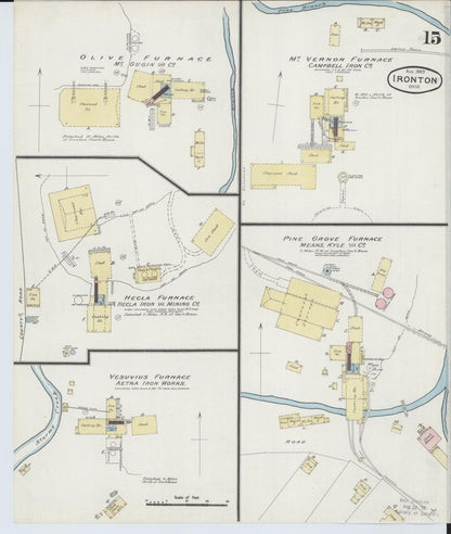 Sanborn Fire Insurance Map from Ironton, Lawrence County, Ohio (1889), Sheet #0015 - Historic Sanborn Fire Insurance Map Print, vintage old map wall art, antique decor, genealogy gift, Ohio Ohio map