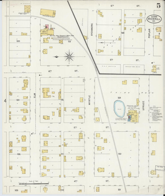 Sanborn Fire Insurance Map from Rich Hill, Bates County, Missouri (1898), Sheet #0005 - Historic Sanborn Fire Insurance Map Print, vintage old map wall art, antique decor, genealogy gift, Missouri Missouri map