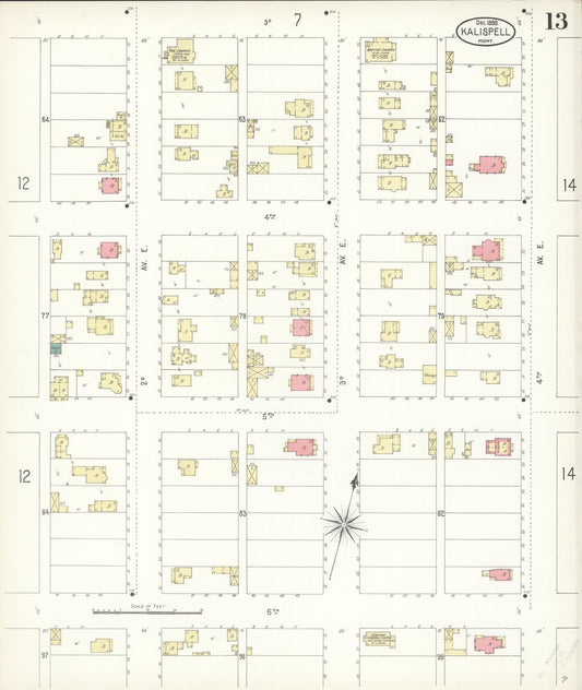 Sanborn Fire Insurance Map from Kalispell, Flathead County, Montana (1899), Sheet #0013 - Historic Sanborn Fire Insurance Map Print, vintage old map wall art, antique decor, genealogy gift, Montana Montana map