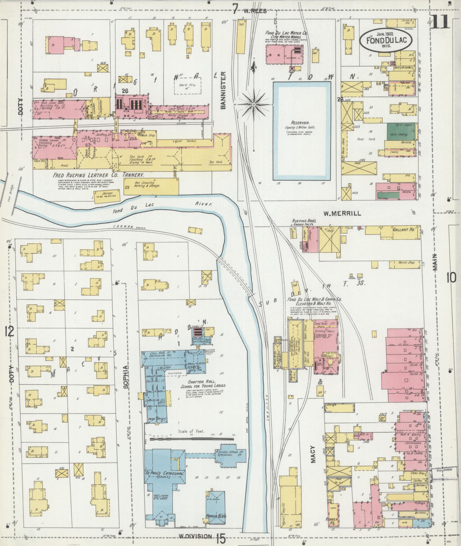 Sanborn Fire Insurance Map from Fond du Lac, Fond du Lac County, Wisconsin (1902), Sheet #0011 - Complete Map Set gallery image, historic Sanborn map, vintage wall art, Wisconsin Wisconsin