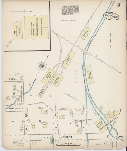 Sanborn Fire Insurance Map from Martinez, Contra Costa County, California (1884), Sheet #0002 - Historic Sanborn Fire Insurance Map Print, vintage old map wall art, antique decor, genealogy gift, California California map